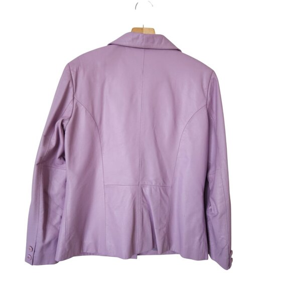 Mixit Genuine Leather Lavender Purple Blazer Jacket Office Spring Easter Pretty - Picture 2 of 12